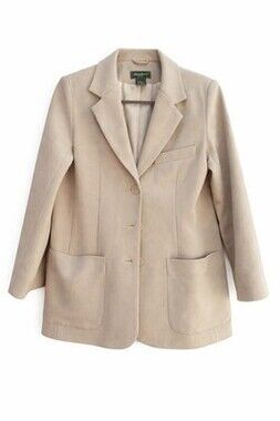 Eddie Bauer Women’s Petite XS Wool Blazer Beige Classic Tailored Jacket Career